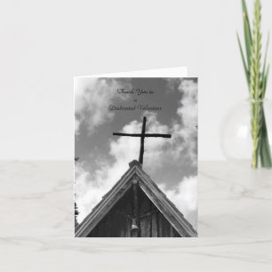 Tack Volunteers B&W-anteckningskort, gammal kyrka Kort