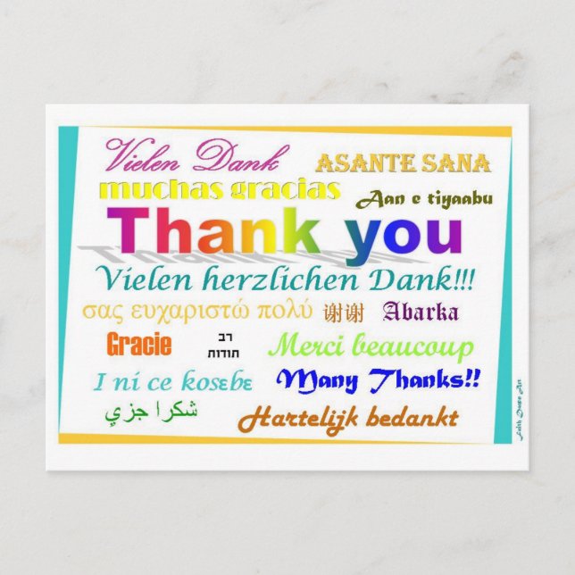 Tack vykort - flerspråkig (Framsida)