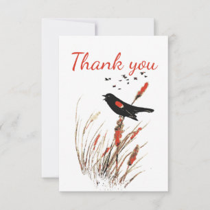 Tack Watercolor Blackbird Bird Art Kort