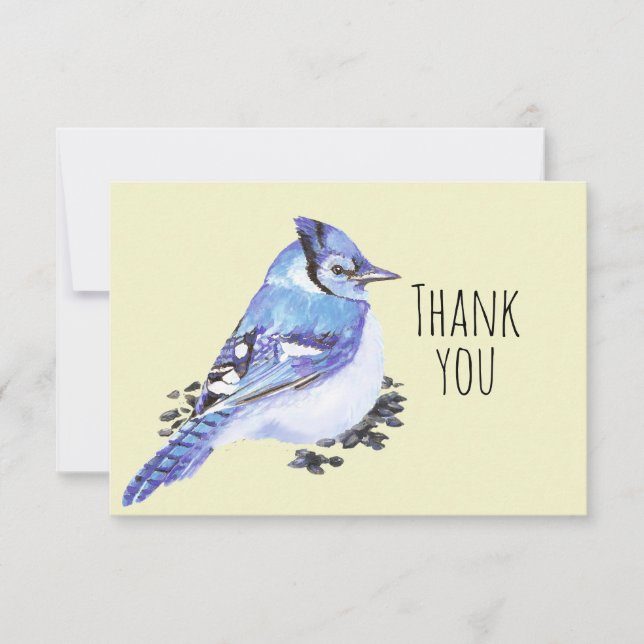 Tack Watercolor Blue Jay Bird Nature Art (Framsida)