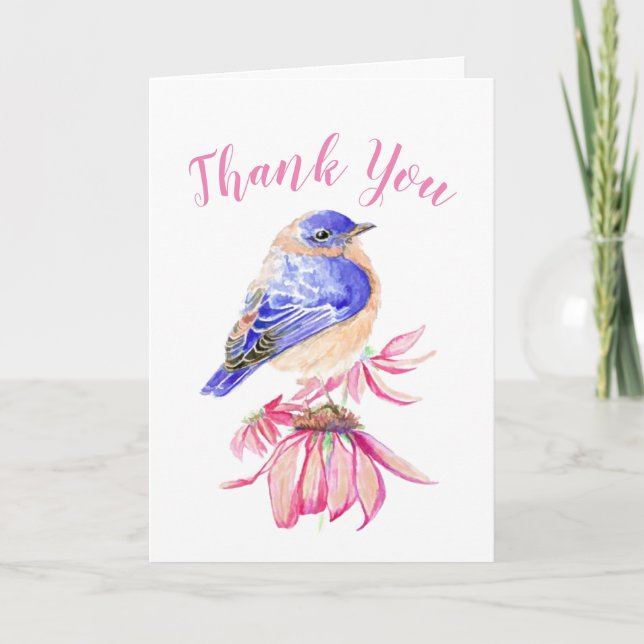 Tack Watercolor Bluebird Scripture Bird Art Kort (Framsida)