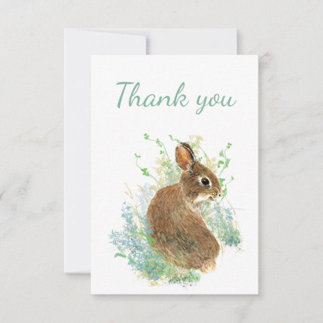 Tack Watercolor Bunny Rabbit Blank Inside (Framsida)