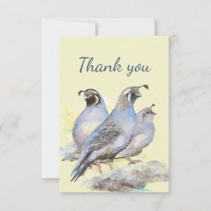 Tack Watercolor California Quail Bird Nature Kort