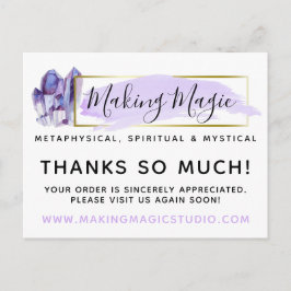 Tack Watercolor Crystals & Guld Boho 4-Photo Vykort