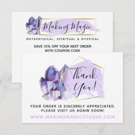 Tack Watercolor Crystals & Guld Boho Card Inbjudningar