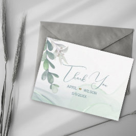 Tack Watercolor Eucalyptus löv Anteckningskort