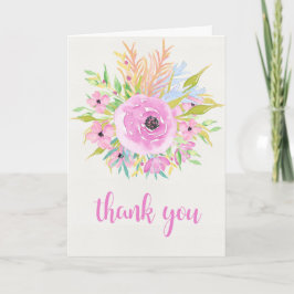 Tack Watercolor Flowers Greeting Card Kort