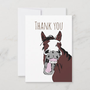 Tack Watercolor Funny Horse Laugh Nature Art Kort