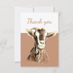 Tack Watercolor Goat Farm Animal Art Art Kort