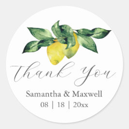 Tack Watercolor Lemons Runt Klistermärke