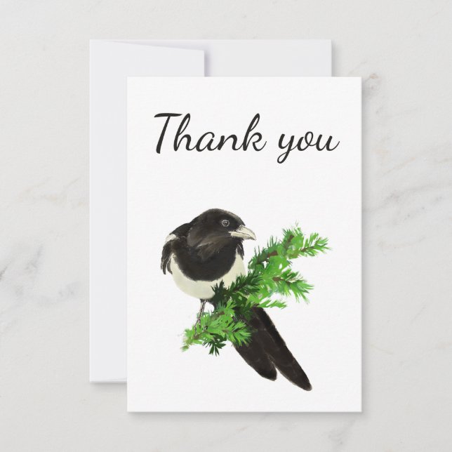 Tack Watercolor Magpie Garden Bird Animal (Framsida)