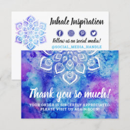 Tack Watercolor Mandala Metaphysiskt kort