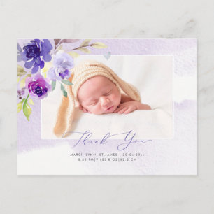 Tack Watercolor Violet Ro Vykort