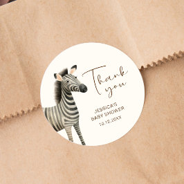 Tack Watercolor Zebra Baby Shower Runt Klistermärke