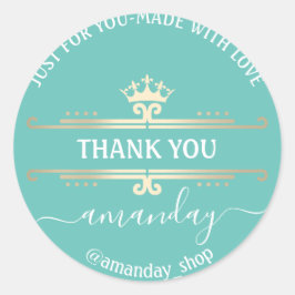 Tack Webben Boutique Shop Royal Krona Blue Runt Klistermärke