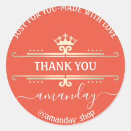 Tack Webben Boutique Shop Royal Krona Coral Runt Klistermärke