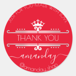 Tack Webben Boutique Shop Royal Krona Red Runt Klistermärke