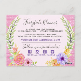 Tack Whimsical Floral Rosor Rustik Rosa Trä Vykort