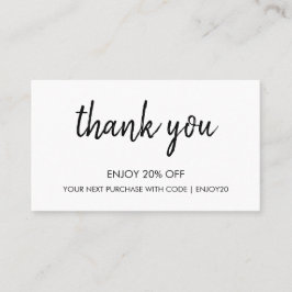 Tack White | Modern minimal handskriven Rabattkort