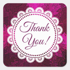 Tack White Snöre och Magenta Stickers Fyrkantigt Klistermärke