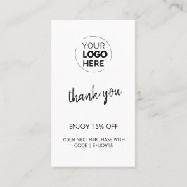 Tack White Snyggt Modern Logotyp Business Rabattkort