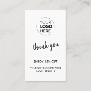 Tack White Snyggt Modern Logotyp Business Rabattkort