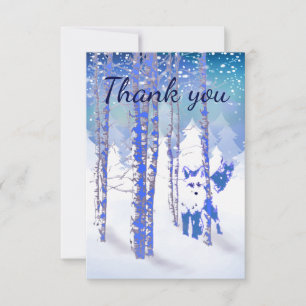 Tack Winter Frost Snö Forest Fox Animal Kort