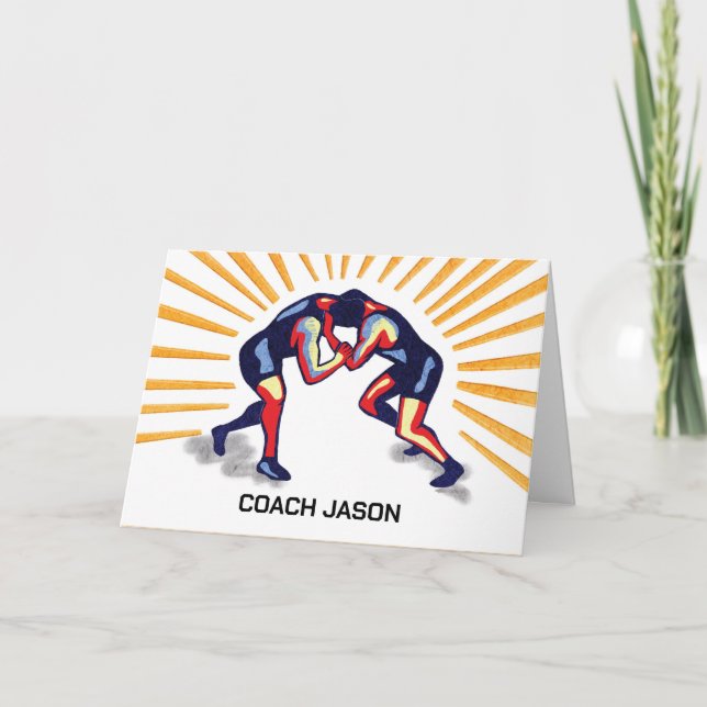 Tack Wrestling Coach personalize Two Wrestling Kort (Framsida)