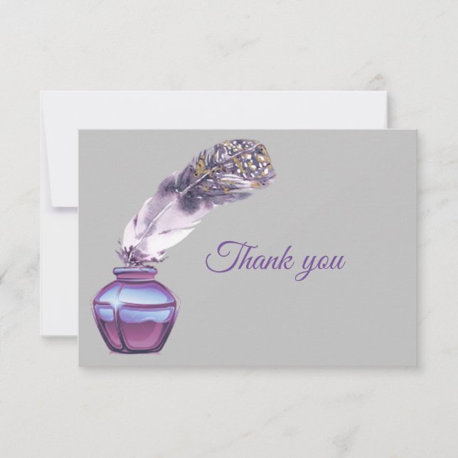 Tack Writers Lila Guld Feather Kort (Framsida)