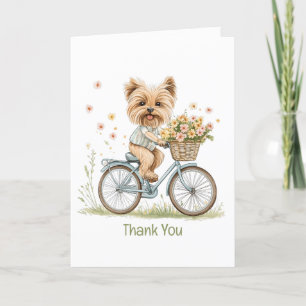 Tack Yorkie Hund Biking Vår blommor Kort