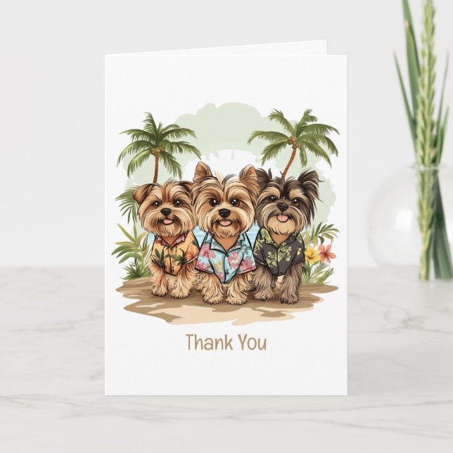 Tack Yorkshire Terrier Hundar Hawaiian Shirts Kort (Framsida)
