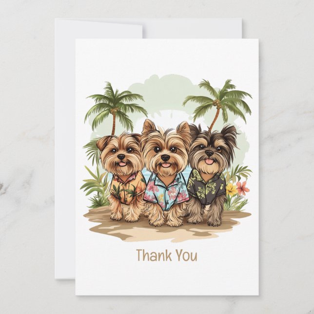 Tack Yorkshire Terrier Hundar Hawaiian Shirts Kort (Framsida)