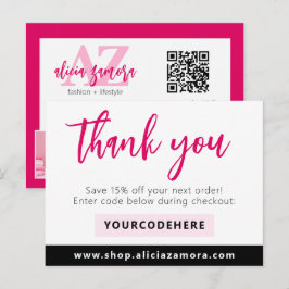 Tack You Modern Magenta Boutique 4-Photo Flyer Vykort
