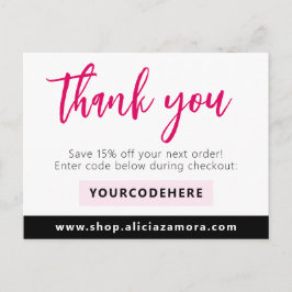 Tack You Modern Magenta Boutique 4-Photo Flyer Vykort