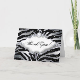 Tack Zebra Glitter Silver Svart Kort