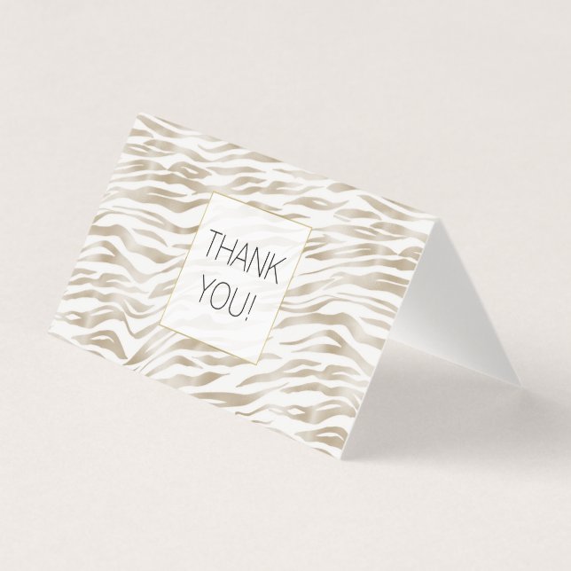 Tack, Zen Cream White Zebra tryck Kort (Framsida)