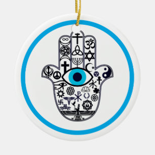 Täcka alla baser Hamsa räcka Julgransprydnad Keramik