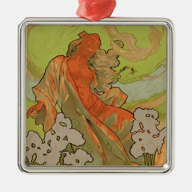 Täcka av ställning och librettoen av operan julgransprydnad metall (Framsidan)