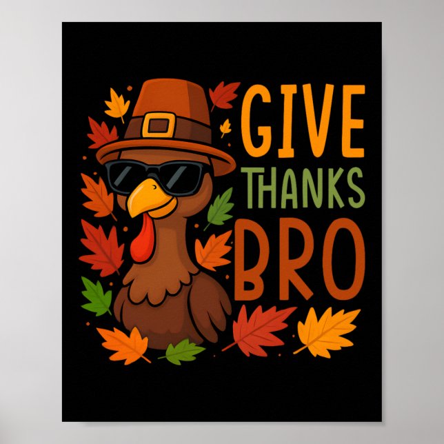Tacka Bro Söt Turkos Tacksam Thanksgiving Poster (Framsidan)