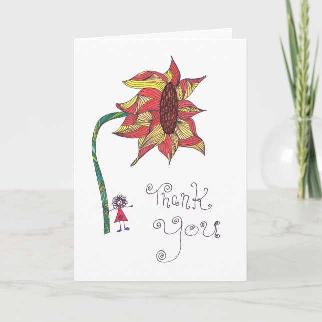 Tacka dig att card - bläcksolrosen tack kort (Framsida)