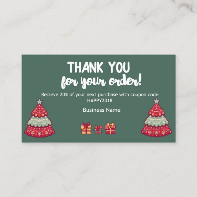 Tacka dig för ditt beställer paketmellanlägget rabattkort (Framsida)