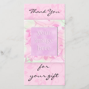 Tacka dig för gåvan - rosa photocard tack kort