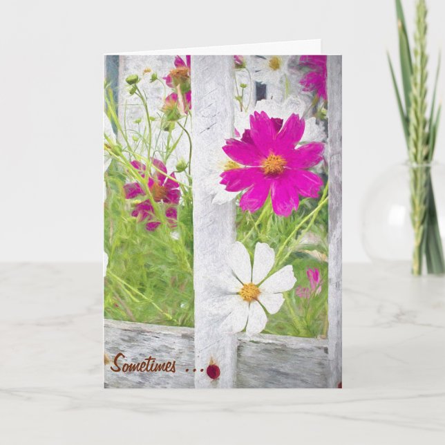 tacka dig kosmosblomsterträdgården tack kort (Framsida)