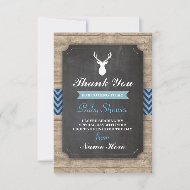 Tacka dig pojken för blått för baby inbjudningar (Framsida)