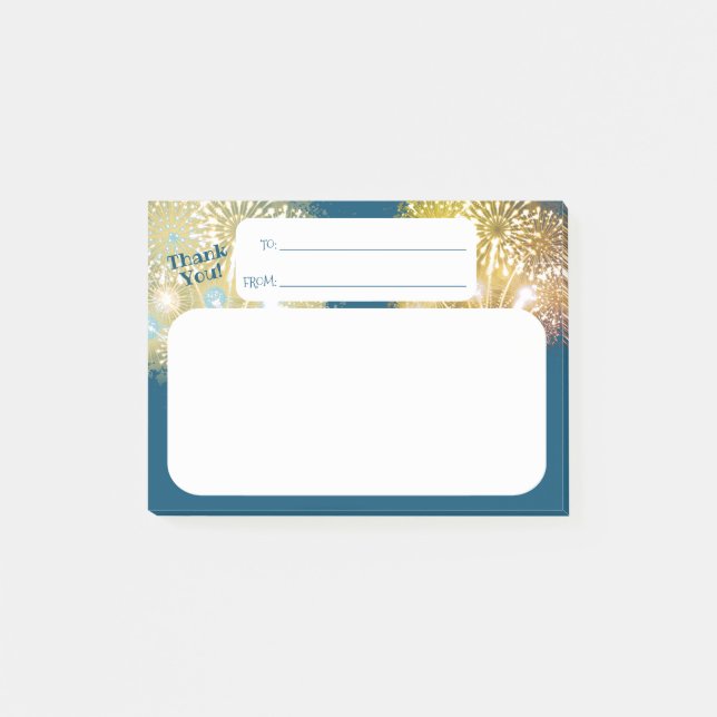 Tacka dig posta-fyrverkerianställderkännande post-it block (Framsida)
