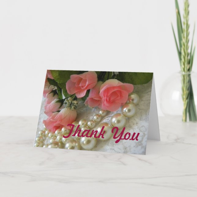 Tacka dig ro och guld- pärlor tack kort (Framsida)