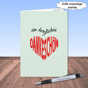 Tacka dig som röd hjärta Dankeschon noterar Tack Kort