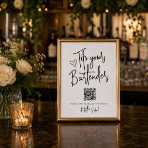 Tacka din bartender med QR-kodskylt Poster