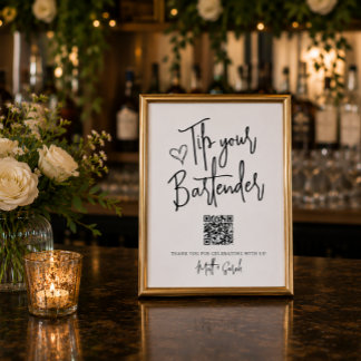 Tacka din bartender med QR-kodskylt Poster