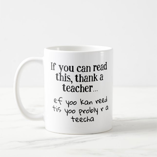 Tacka en lärare Rolig fonetisk förskola Kaffemugg (Vänster)
